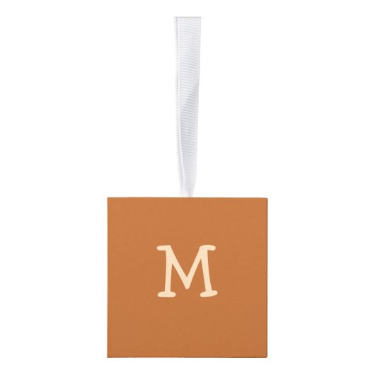 Retro Boho Stippen Neutraal Monogram Kubus Ornament (Rechts)