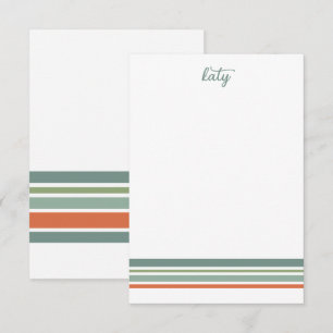 Retro Boho Striped Minimalist Notitiekaartje