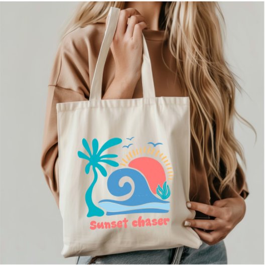 Retro Boho Summer Sunset Chaser Tote Bag