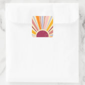 Retro boho sun vierkante sticker (Tas)
