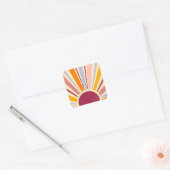 Retro boho sun vierkante sticker (Envelop)