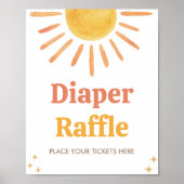 Retro Boho Sunshine Baby shower Luier Raffle Poster (Voorkant)