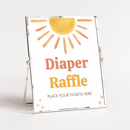 Retro Boho Sunshine Baby shower Luier Raffle Poster