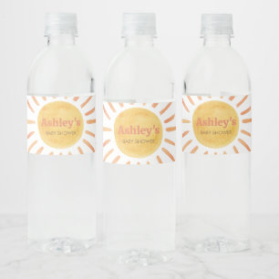 Retro Boho Sunshine Baby shower Waterfles Etiket