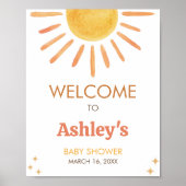 Retro Boho Sunshine Baby shower Welkom Poster (Voorkant)