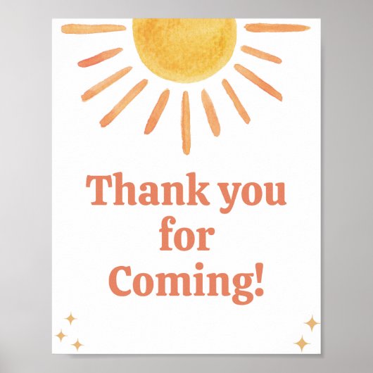 Retro Boho Sunshine Bedankt voor uw komst Poster (Voorkant)