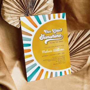 Retro Boho Sunshine Boy Baby shower Kaart