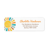 Retro Boho Sunshine Hier komt het Son Baby shower Etiket (Voorkant)