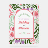 Retro boho takken met bloemen welkom huwelijk acryl bord (Voorkant)