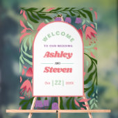 Retro boho takken met bloemen welkom huwelijk acryl bord (Neutraal)