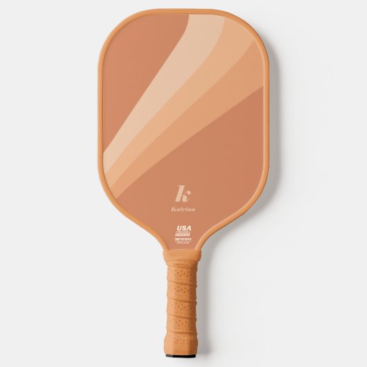 Retro Boho Tan Terracotta Wave gepersonaliseerd Pickleball Paddle (Achterkant)