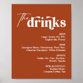 Retro Boho Terracotta Bruiloft Bar Teken Poster (Voorkant)