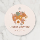 Retro Boho Terracotta Floral Custom Names Wedding  Bedankjes Labels (Achterkant)