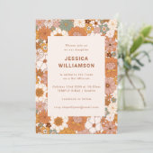 Retro Boho Terracotta Floral Cute Bat Mitzvah Kaart (Staand voorkant)