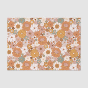 Retro Boho Terracotta Floral Tissuepapier