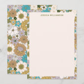 Retro Boho Turquoise Bruine Bloem Cute Baby Shower Bedankkaart (Voorkant / Achterkant)