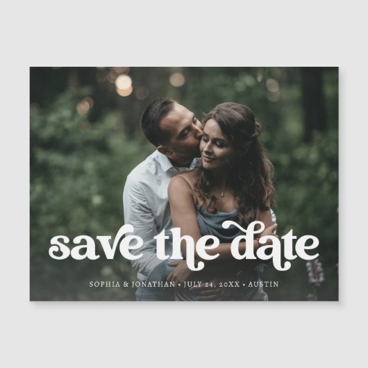 Retro Boho Typografie en Foto | Datum opslaan (Voorkant)