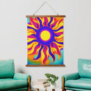 Retro Boho Wandtapijt Zonneuitbarsting Hippie Anti Hangend Wandkleed