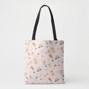 Retro Boho Waterverf Rainbow Neutral Draagtas