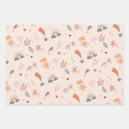 Retro Boho Waterverf Rainbow Neutral Inpakpapier Vel