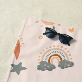 Retro Boho Waterverf Rainbow Neutral Strandlaken