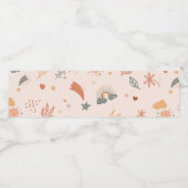 Retro Boho Waterverf Rainbow Neutral Waterfles Etiket (Enkel label)