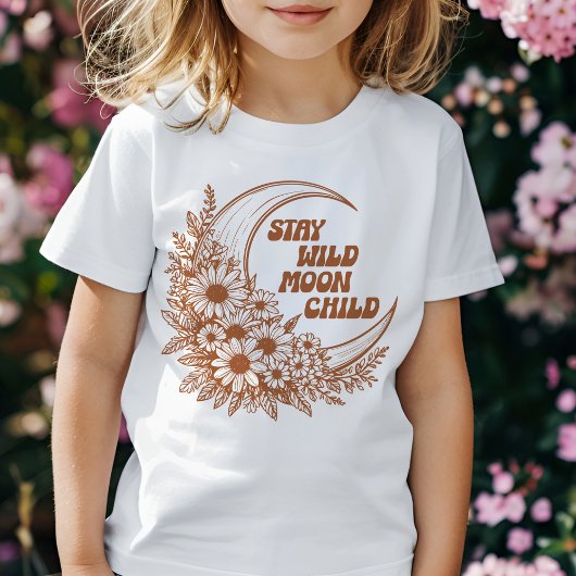 Retro Boho Wild Flower Moon Floral Line Art Quote T-shirt