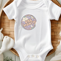 Retro Boho Wolk Baby Eén Maand Mijlpaal