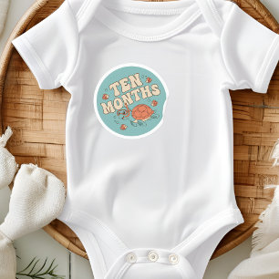 Retro Boho Zeeschildpad Baby Tien Maanden Mijlpaal Ronde Sticker