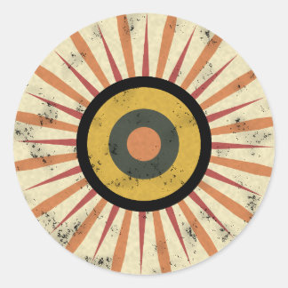 Retro Boho Zonneuitbarsting Design Ronde Sticker