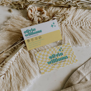 Retro Bold 70s Boho Groovy Geruite Funky Uniek Visitekaartje