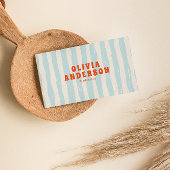 Retro Bold Blauw Groovy Funky Trendy Fun QR Code Visitekaartje