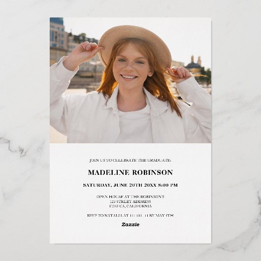 Retro Bold Gold 2025 Graduation Party 4 Foto Folie Uitnodiging (Achterkant)