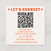 Retro Bold Green Boho Groovy Trendy Unieke QR-code Vierkante Visitekaartje (Achterkant)