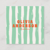 Retro Bold Green Boho Groovy Trendy Unieke QR-code Vierkante Visitekaartje (Voorkant)