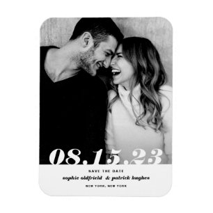 Retro Bold Italic Typography Photo Save the Date Magneet