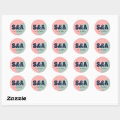Retro Bold Kleurrijke bruiloft Ronde Sticker (Vel)