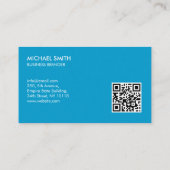 Retro Bold Minimalist Cyan QR Code Business Visitekaartje (Achterkant)