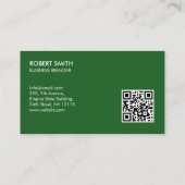 Retro Bold Minimalist Green QR Code Business  Visitekaartje (Achterkant)
