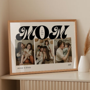 Retro Bold Moeder 3 Foto Collage Poster