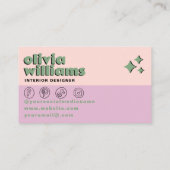 Retro Bold Pink Green Boho Groovy Checkered Unique Visitekaartje (Achterkant)