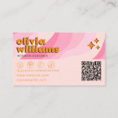 Retro Bold Pink Orange QR Code Groovy Girly Unique Visitekaartje (Achterkant)