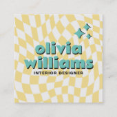 Retro Bold QR Code Groovy Checkered Boho Trendy Vierkante Visitekaartje (Voorkant)