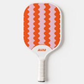 Retro Bold Rood Sinaasappel Roze 70s & 90s Stripes Pickleball Paddle (Achterkant)