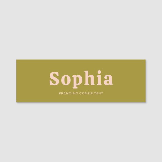 Retro Bold Serif Simple Green Blush Pink Naamplaatje (Voorkant)