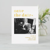 Retro Bold Typografie Foto opslaan Datum Folie Uitnodiging (Staand Voorkant)