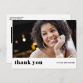 Retro Bold Typography Black Afstuderen Bedankt Briefkaart (Voorkant / Achterkant)