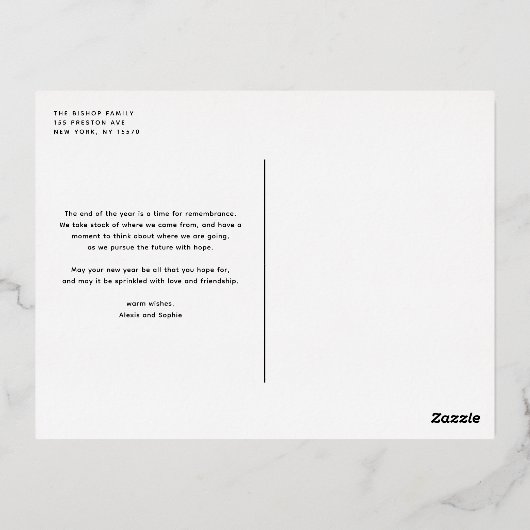 Retro Bold Typography Season's Greetings Folie Feestdagen Briefkaart (Achterkant)