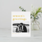 Retro Bold Typography Season's Greetings Folie Feestdagen Briefkaart (Staand Voorkant)