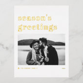 Retro Bold Typography Season's Greetings Folie Feestdagen Briefkaart (Voorkant)